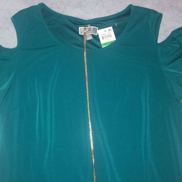 JM Collection Green Cold Shoulder Dress - Picture 2 of 4